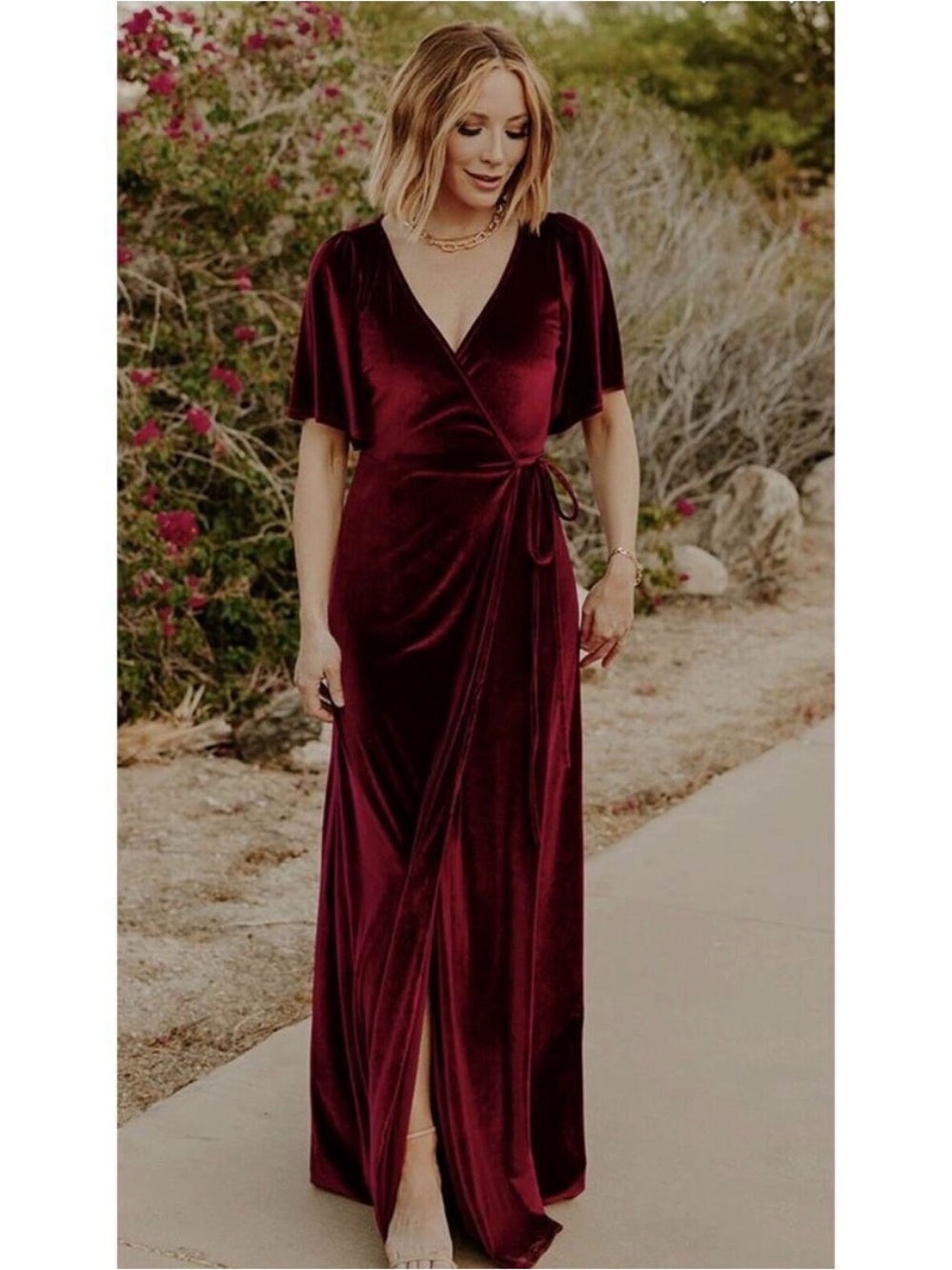 Baltic Born Velvet Wrap Maxi Dress in Deep Wine